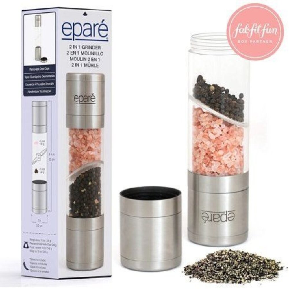 Epare Dual Salt & Pepper Grinder - Combo Mill Grinders - 2 in 1 Mills Set - Stai